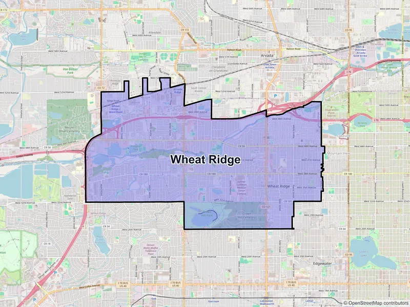 Map of Wheat Ridge, Colorado and ZIP codes