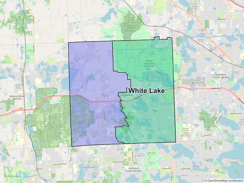 Map of White Lake, Michigan and ZIP codes