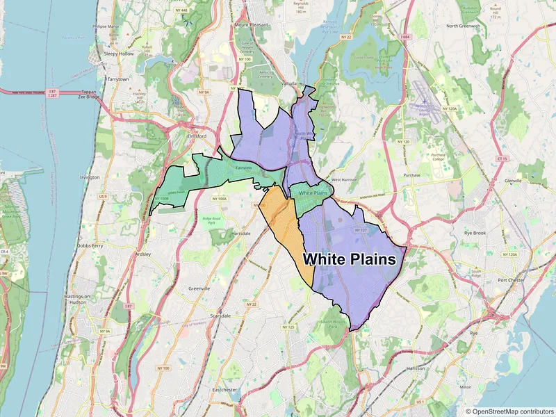 Map of White Plains, New York and ZIP codes