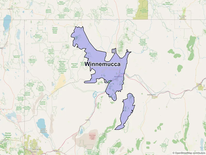 Map of Winnemucca, Nevada and ZIP codes