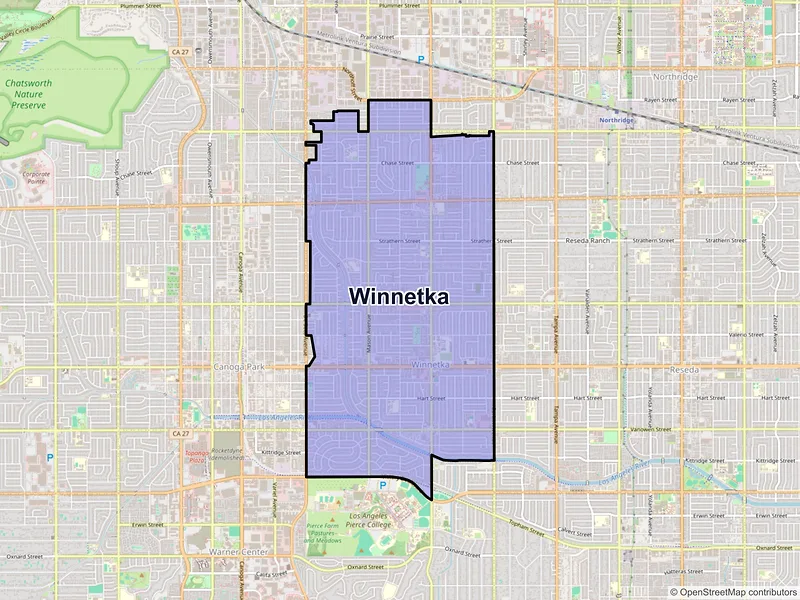 Map of Winnetka, California and ZIP codes