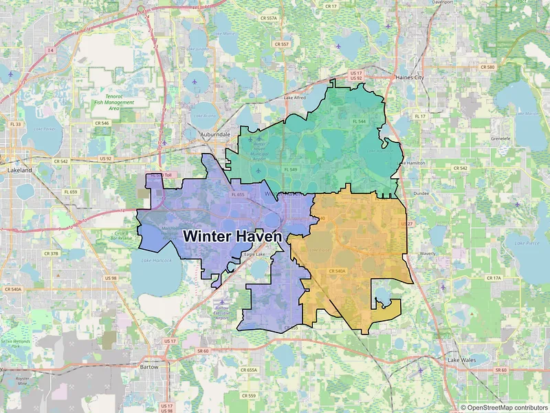 Map of Winter Haven, Florida and ZIP codes