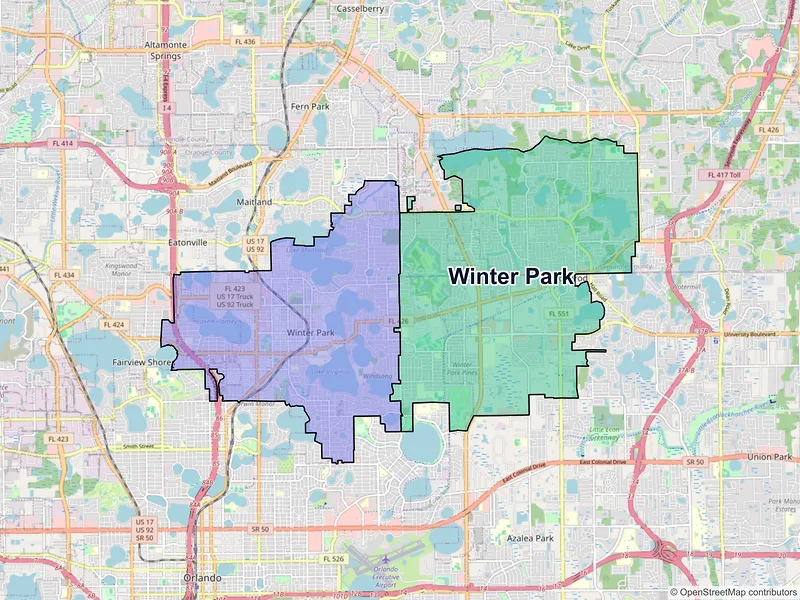 Map of Winter Park, Florida and ZIP codes