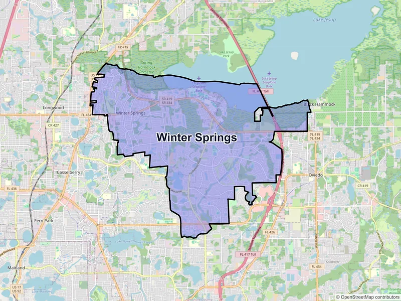 Map of Winter Springs, Florida and ZIP codes