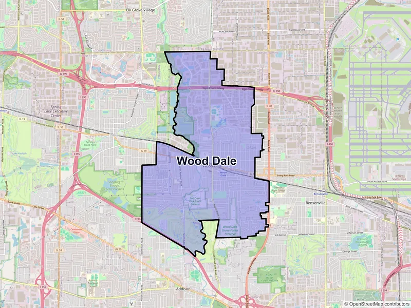 Map of Wood Dale, Illinois and ZIP codes