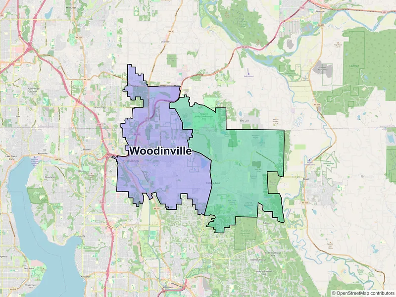 Map of Woodinville, Washington and ZIP codes