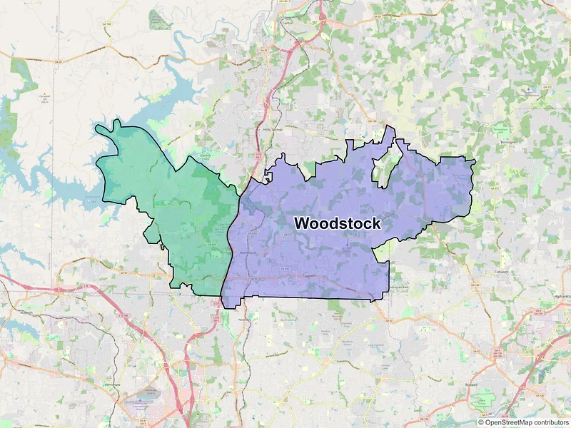 Map of Woodstock, Georgia and ZIP codes