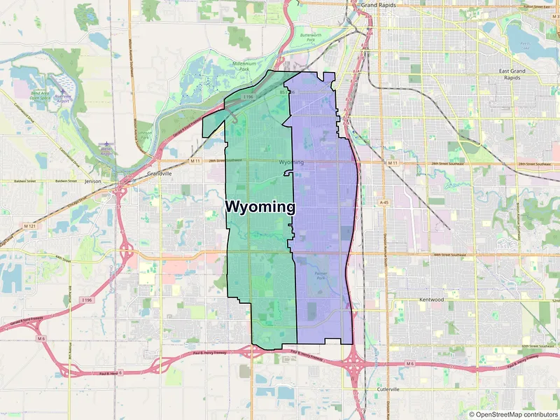Map of Wyoming, Michigan and ZIP codes