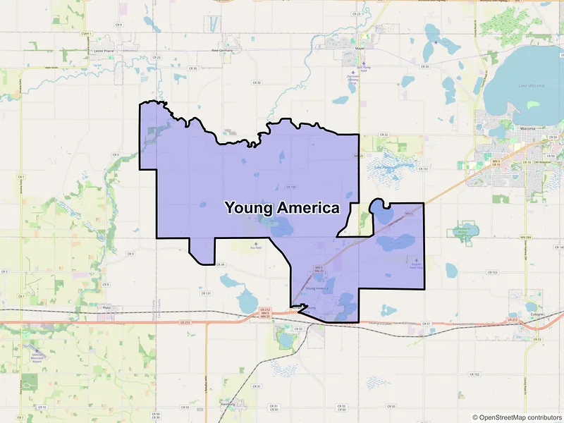 Map of Young America, Minnesota and ZIP codes