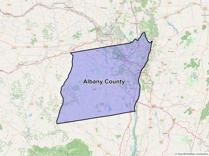 Map of Albany County, New York and ZIP codes