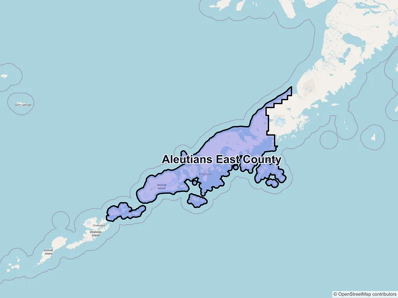 Map of Aleutians East County, Alaska and ZIP codes