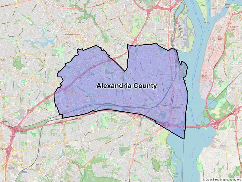 Map of Alexandria County, Virginia and ZIP codes