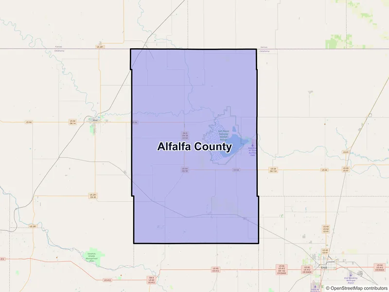 Map of Alfalfa County, Oklahoma and ZIP codes