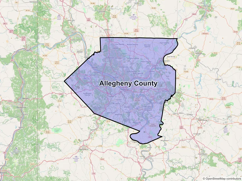 Map of Allegheny County, Pennsylvania and ZIP codes