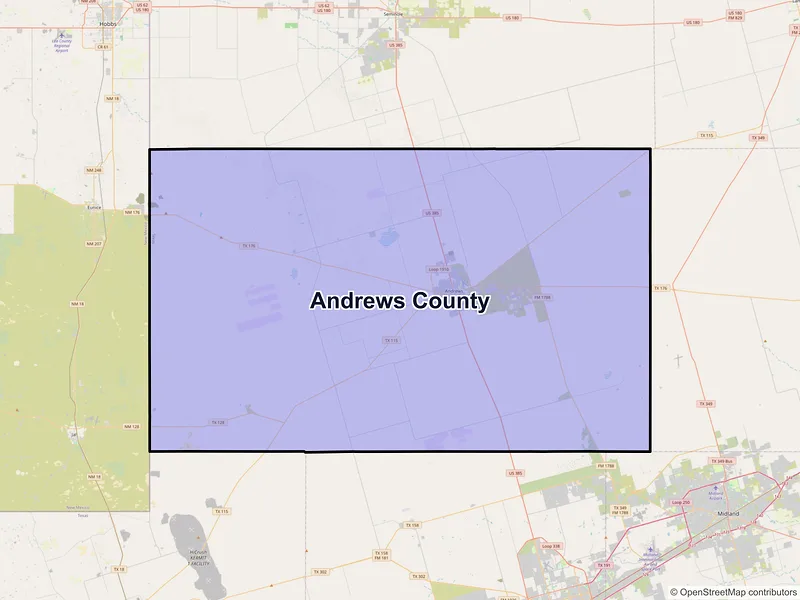 Map of Andrews County, Texas and ZIP codes