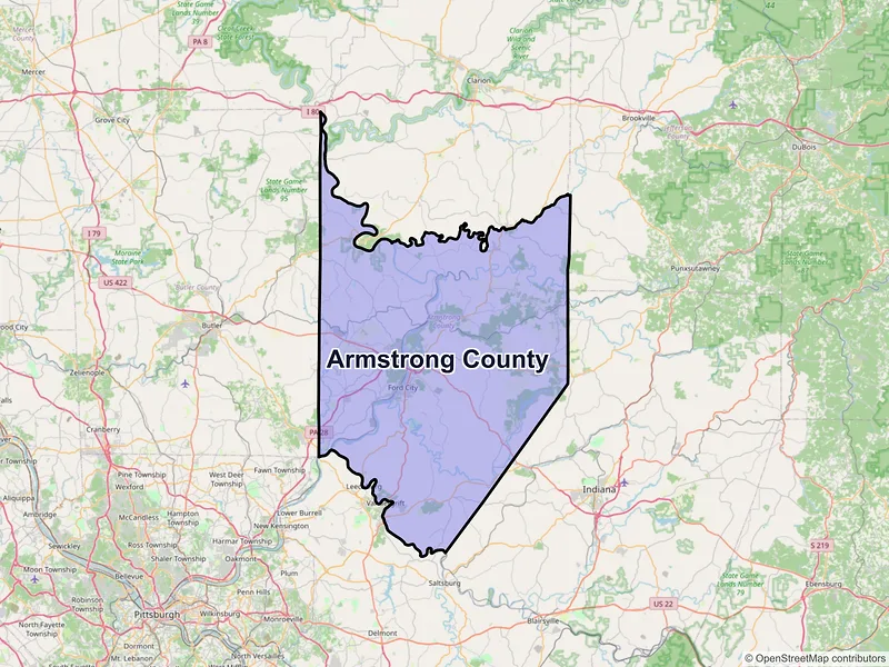 Map of Armstrong County, Pennsylvania and ZIP codes
