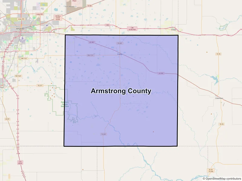 Map of Armstrong County, Texas and ZIP codes