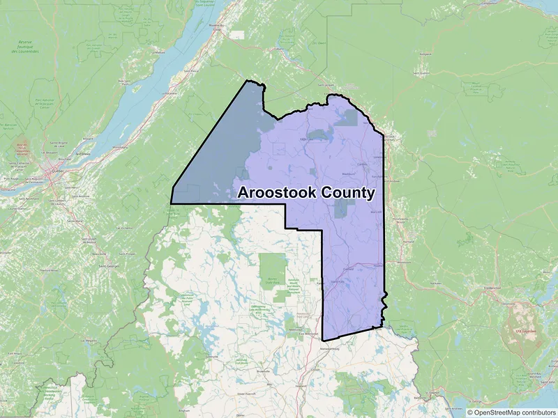 Map of Aroostook County, Maine and ZIP codes