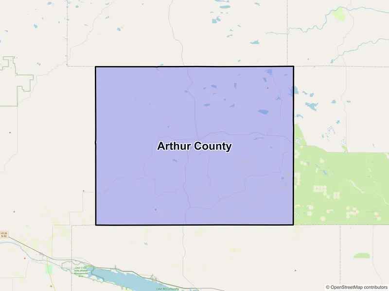 Map of Arthur County, Nebraska and ZIP codes