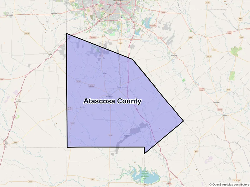 Map of Atascosa County, Texas and ZIP codes