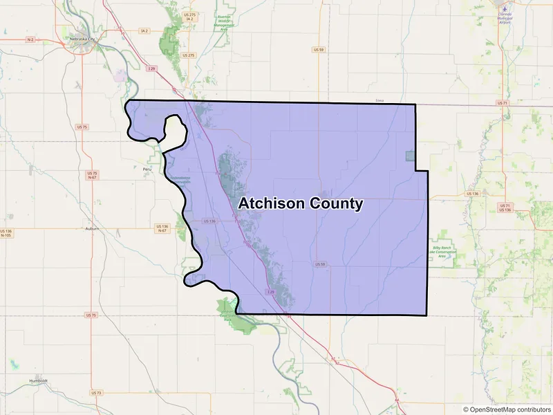 Map of Atchison County, Missouri and ZIP codes