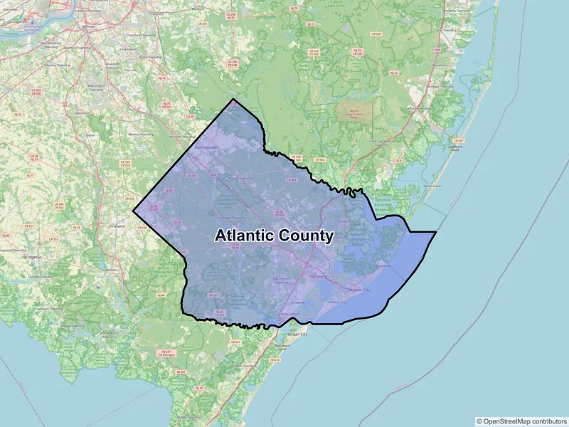 Map of Atlantic County, New Jersey and ZIP codes