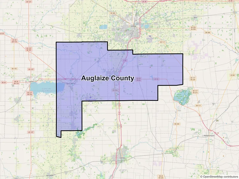 Map of Auglaize County, Ohio and ZIP codes