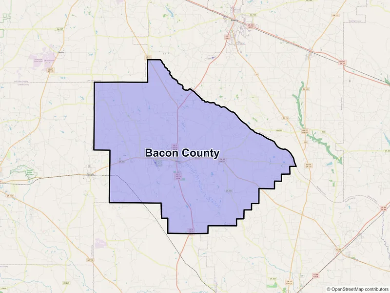 Map of Bacon County, Georgia and ZIP codes