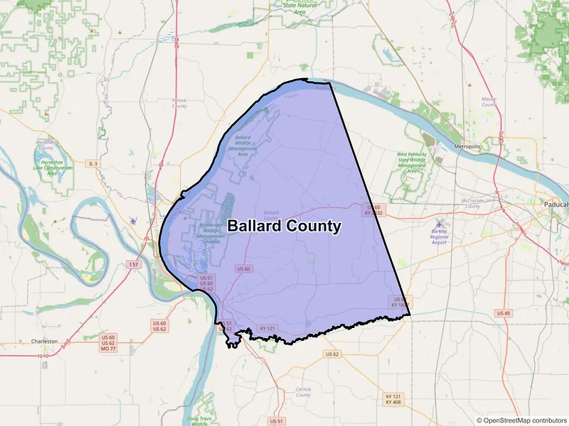 Map of Ballard County, Kentucky and ZIP codes