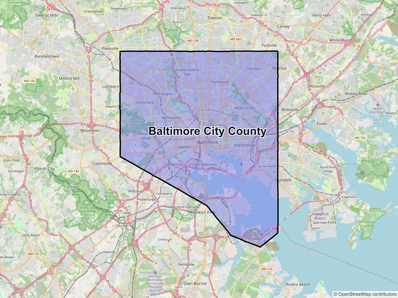 Map of Baltimore County, Maryland and ZIP codes