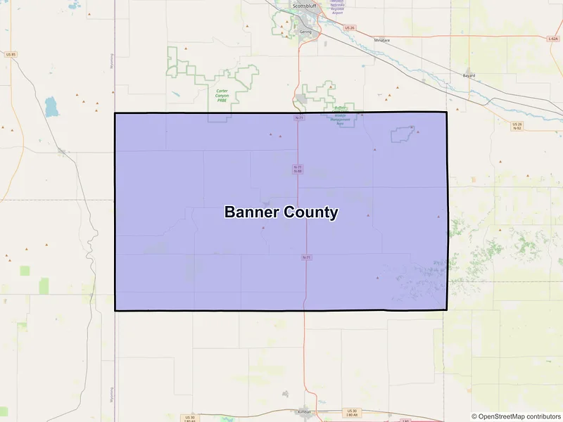 Map of Banner County, Nebraska and ZIP codes