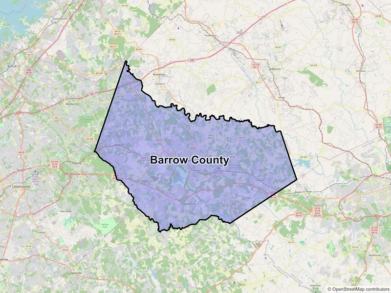 Map of Barrow County, Georgia and ZIP codes