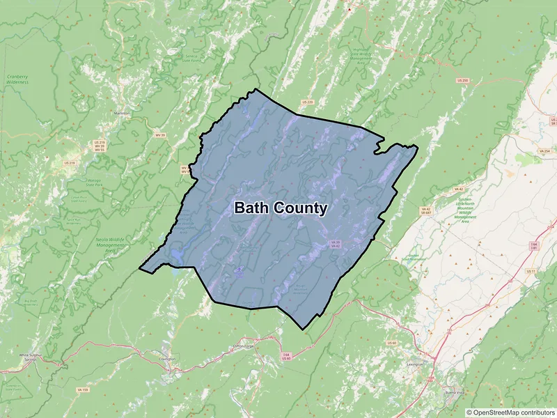 Map of Bath County, Virginia and ZIP codes
