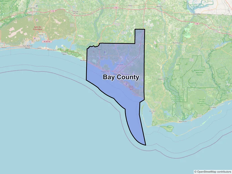 Map of Bay County, Florida and ZIP codes