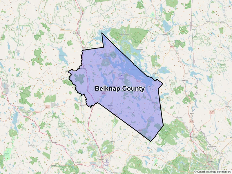 Map of Belknap County, New Hampshire and ZIP codes
