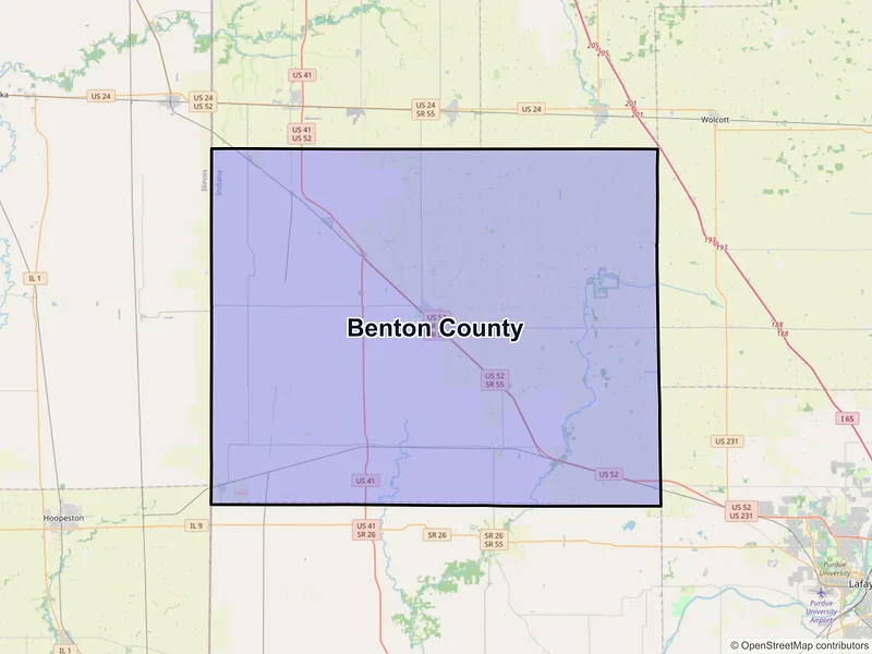 Map of Benton County, Indiana and ZIP codes