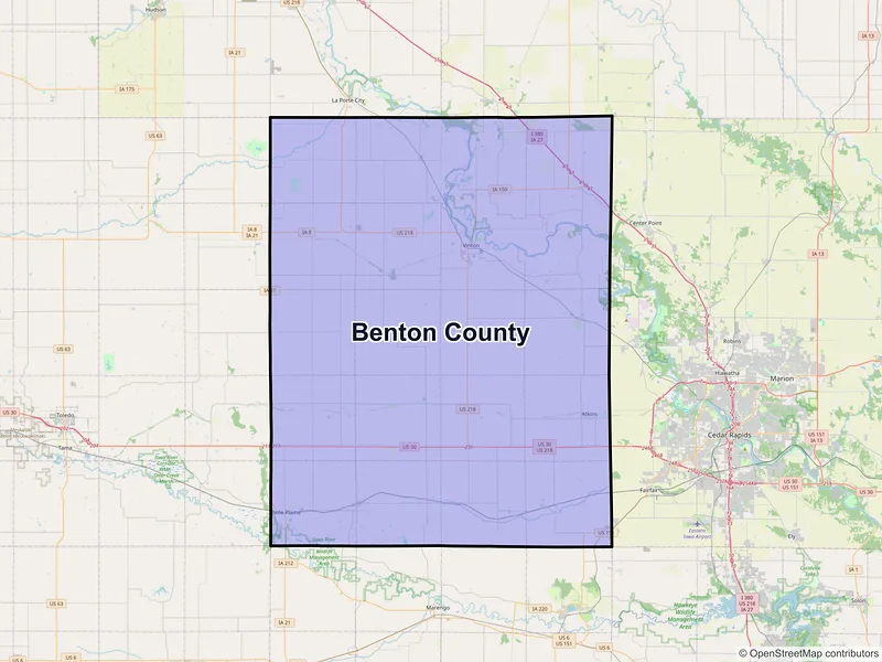 Map of Benton County, Iowa and ZIP codes