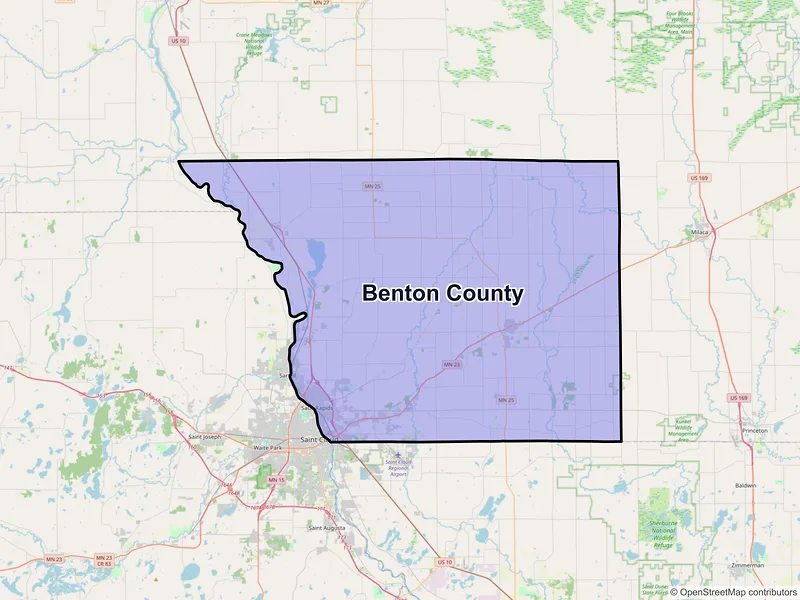 Map of Benton County, Minnesota and ZIP codes