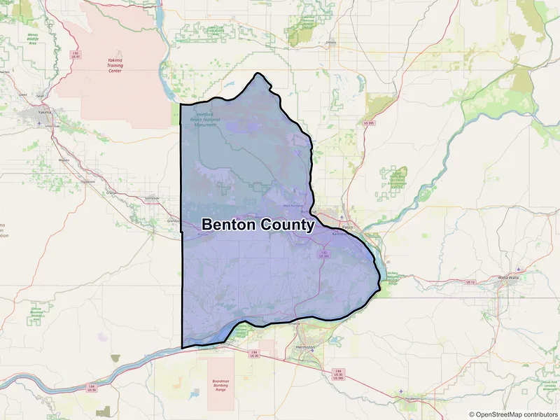 Map of Benton County, Washington and ZIP codes
