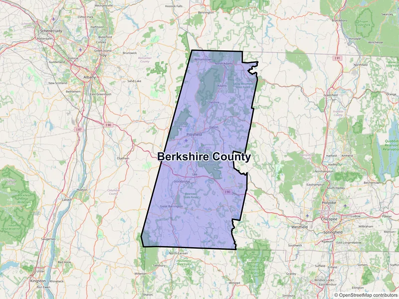 Map of Berkshire County, Massachusetts and ZIP codes