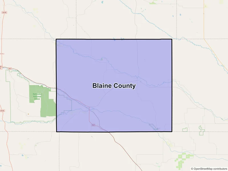 Map of Blaine County, Nebraska and ZIP codes