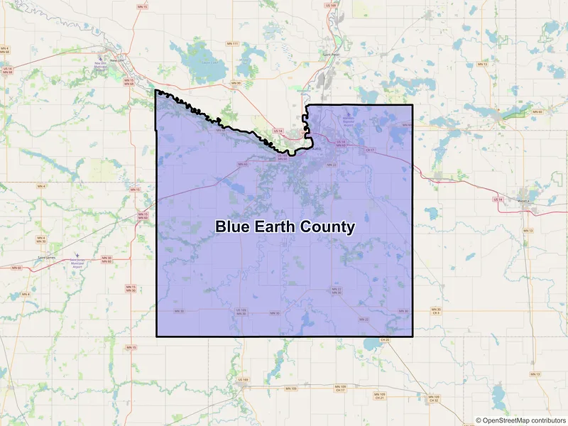 Map of Blue Earth County, Minnesota and ZIP codes