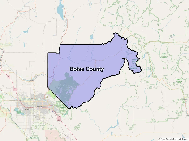 Map of Boise County, Idaho and ZIP codes