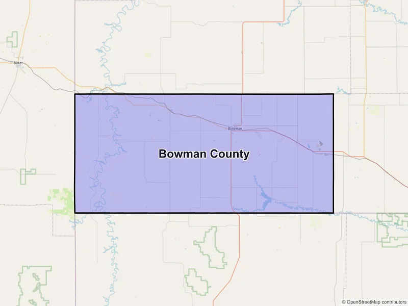 Map of Bowman County, North Dakota and ZIP codes