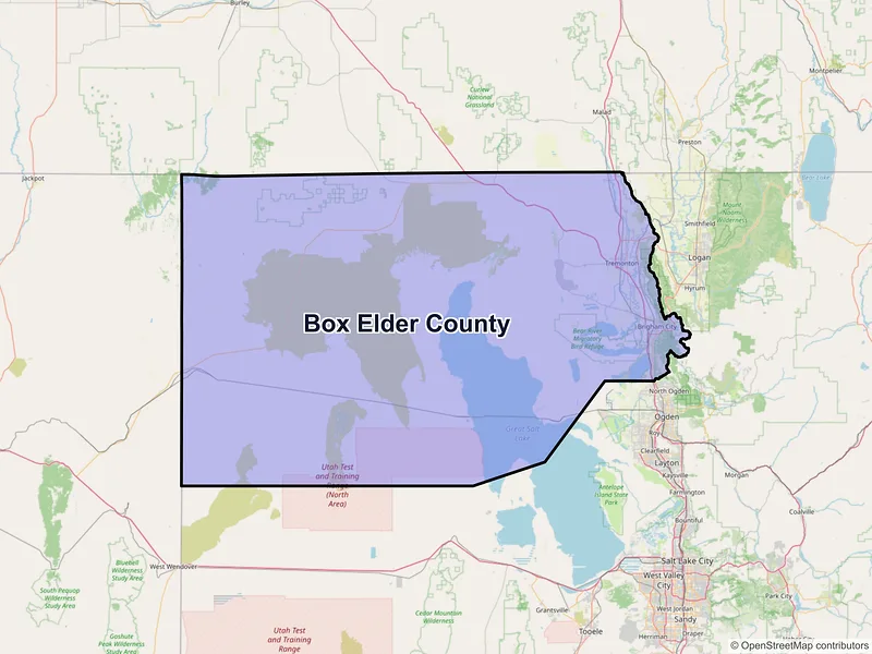 Map of Box Elder County, Utah and ZIP codes