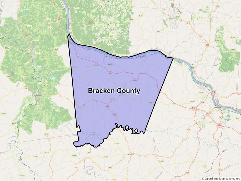 Map of Bracken County, Kentucky and ZIP codes