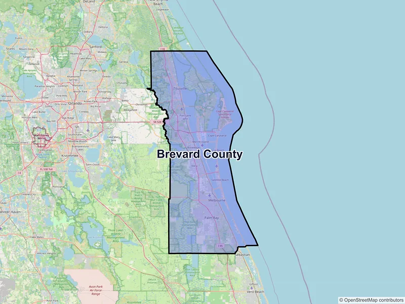 Map of Brevard County, Florida and ZIP codes