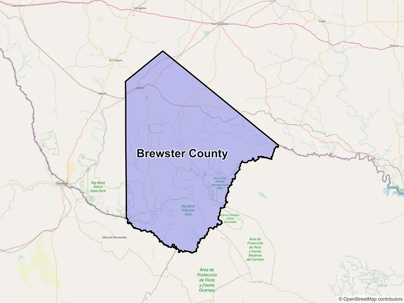 Map of Brewster County, Texas and ZIP codes