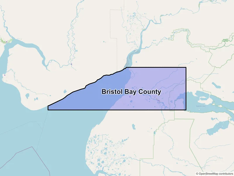 Map of Bristol Bay County, Alaska and ZIP codes