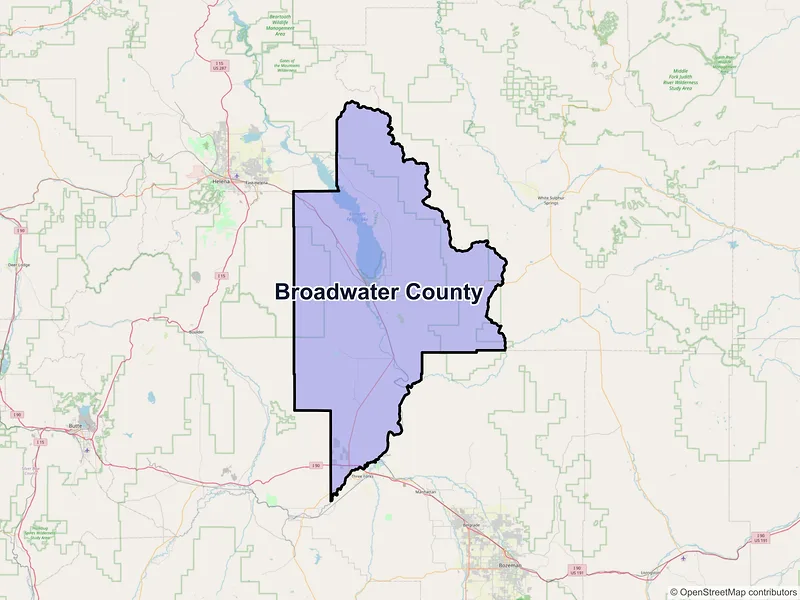 Map of Broadwater County, Montana and ZIP codes
